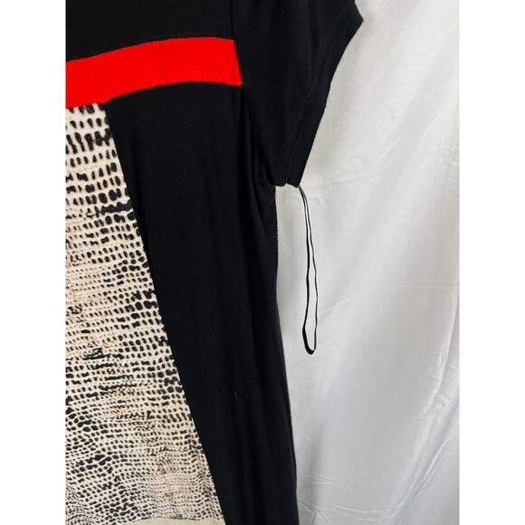 Calvin Klein Black Red White Pattern Block Soft Short Sleeve T-Shirt Dress - Picture 4 of 6